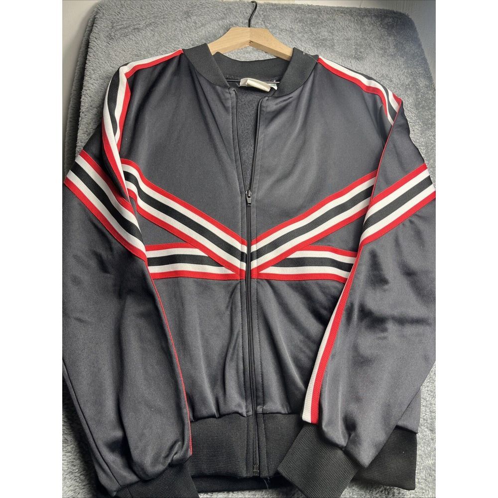 Team Mates Vintage Jacket Black Red And White Stripes Size Large